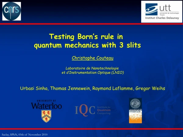 Testing Born’s rule in  quantum mechanics with 3 slits