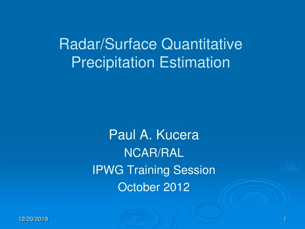 radar surface quantitative precipitation estimation