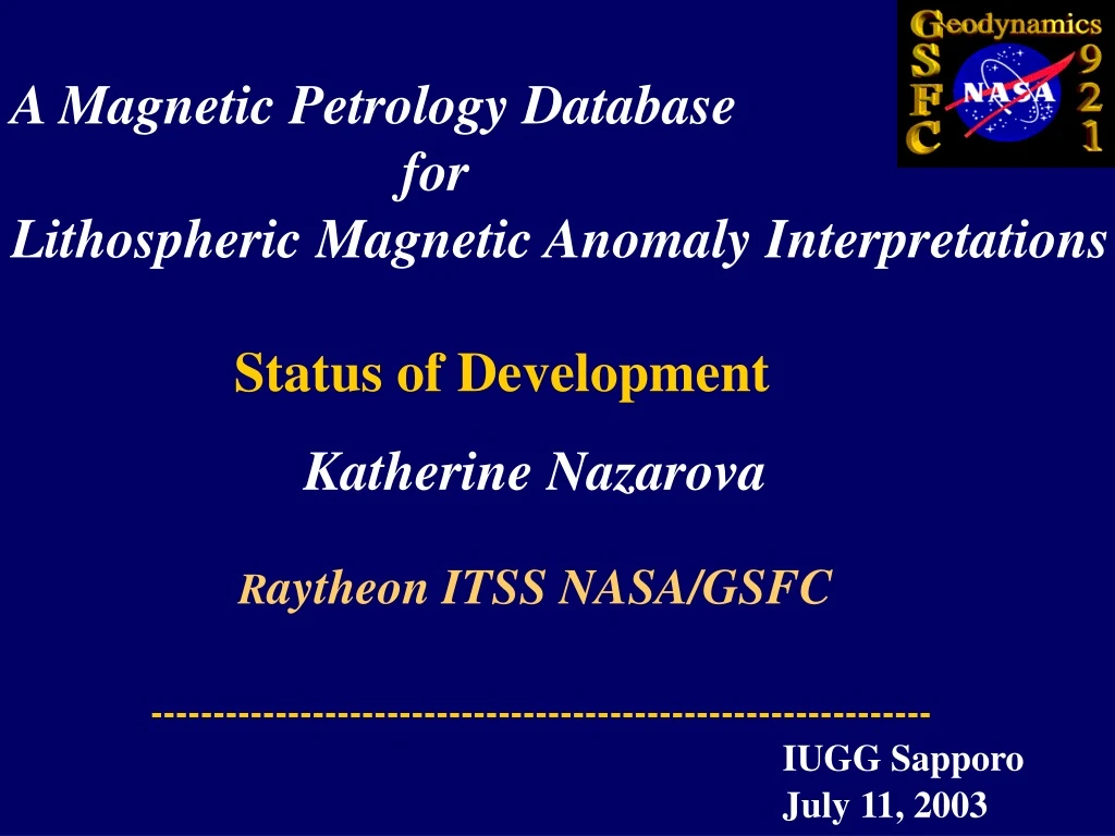 a magnetic petrology database for lithospheric