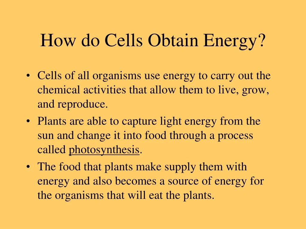 how do cells obtain energy