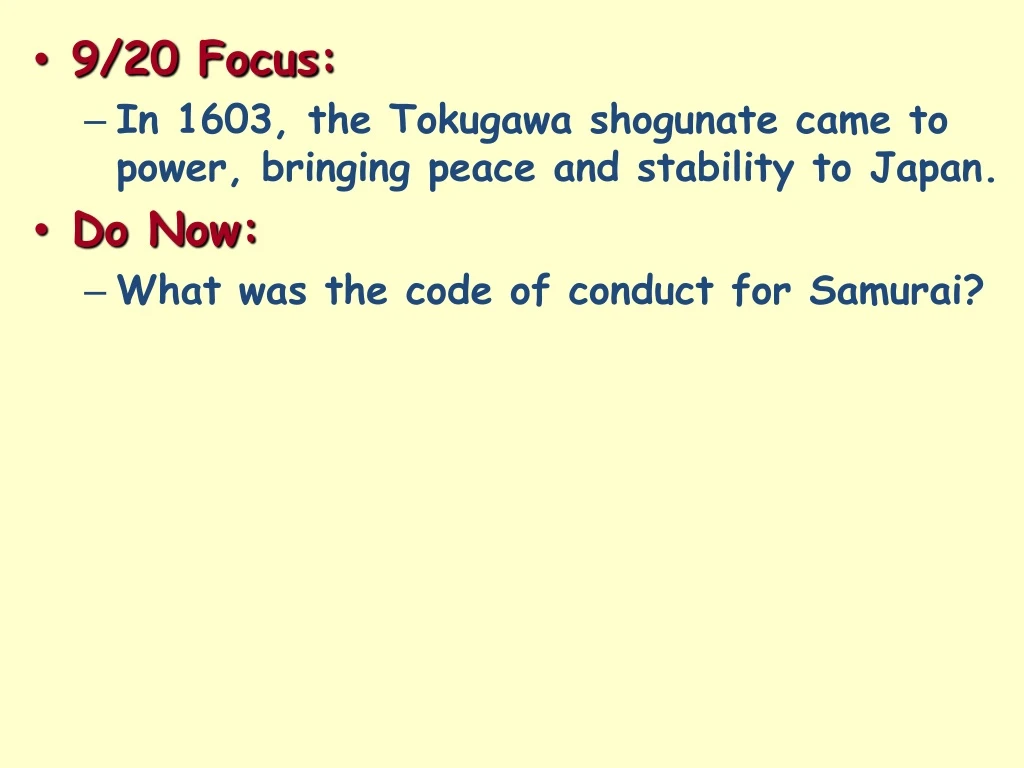 9 20 focus in 1603 the tokugawa shogunate came