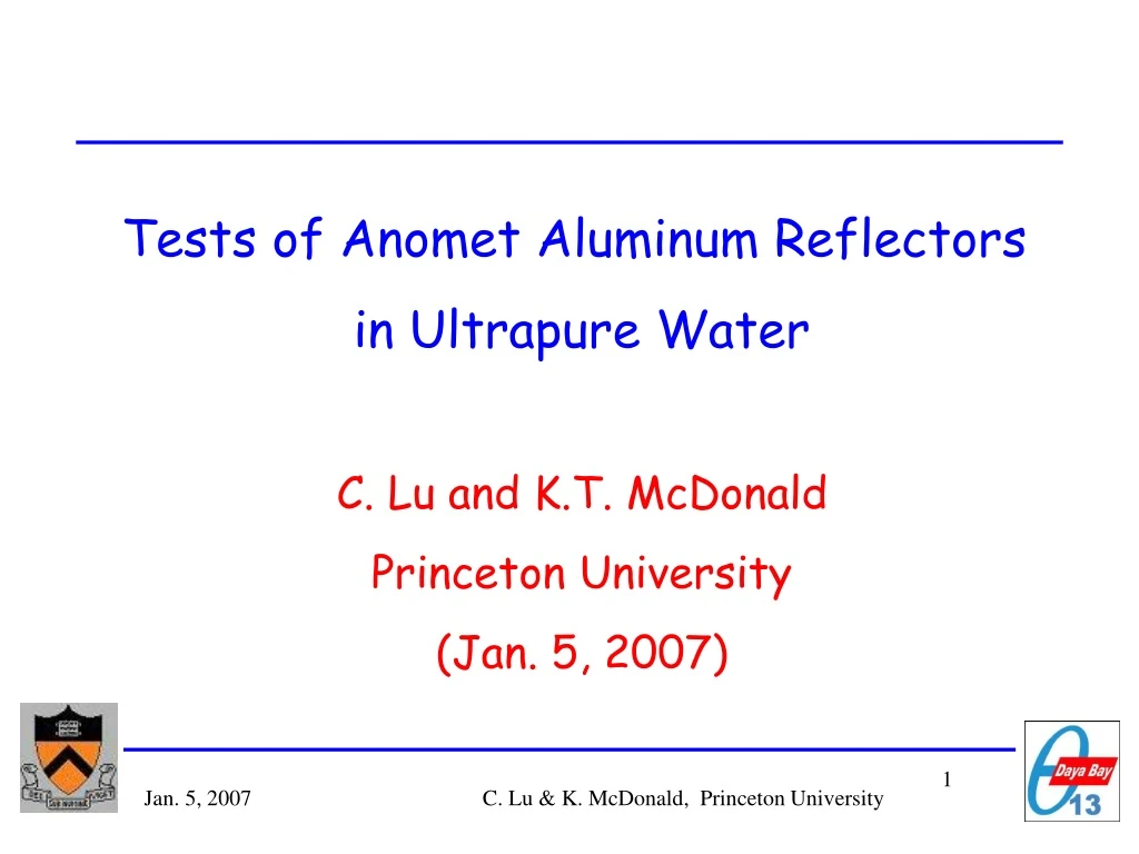 tests of anomet aluminum reflectors in ultrapure