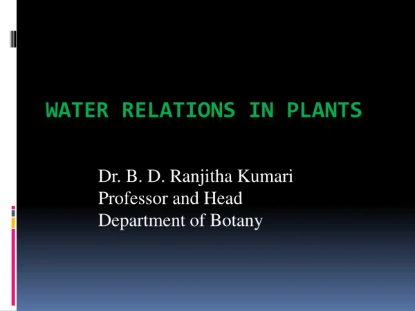 Water Relations in Plants