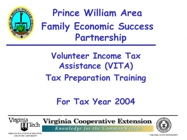 Volunteer Income Tax Assistance (VITA) Tax Preparation Training For Tax Year 2004
