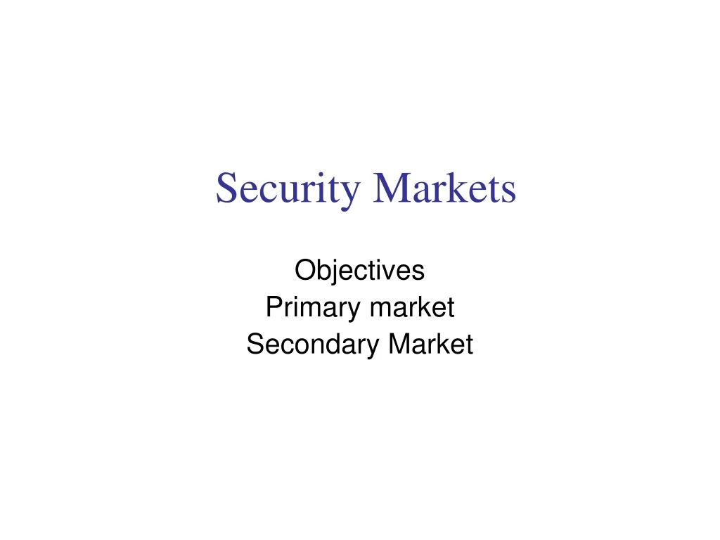 security markets