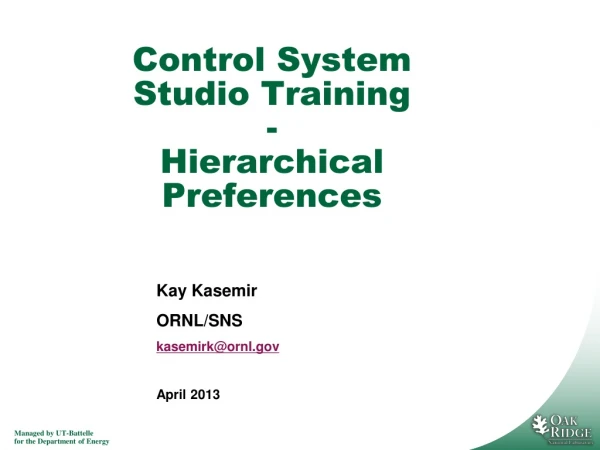 Control System Studio Training - Hierarchical Preferences