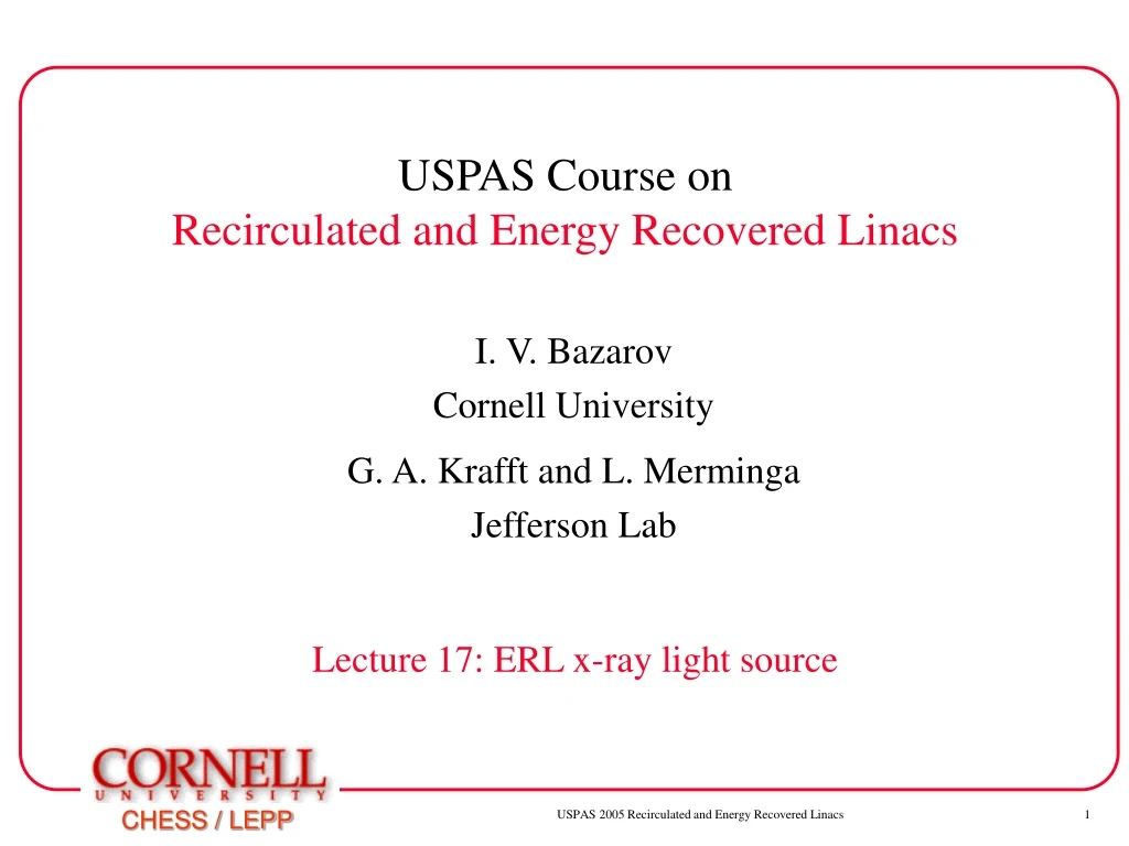 uspas course on recirculated and energy recovered