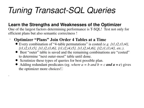 Tuning Transact-SQL Queries