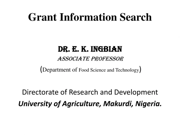 Grant Information Search