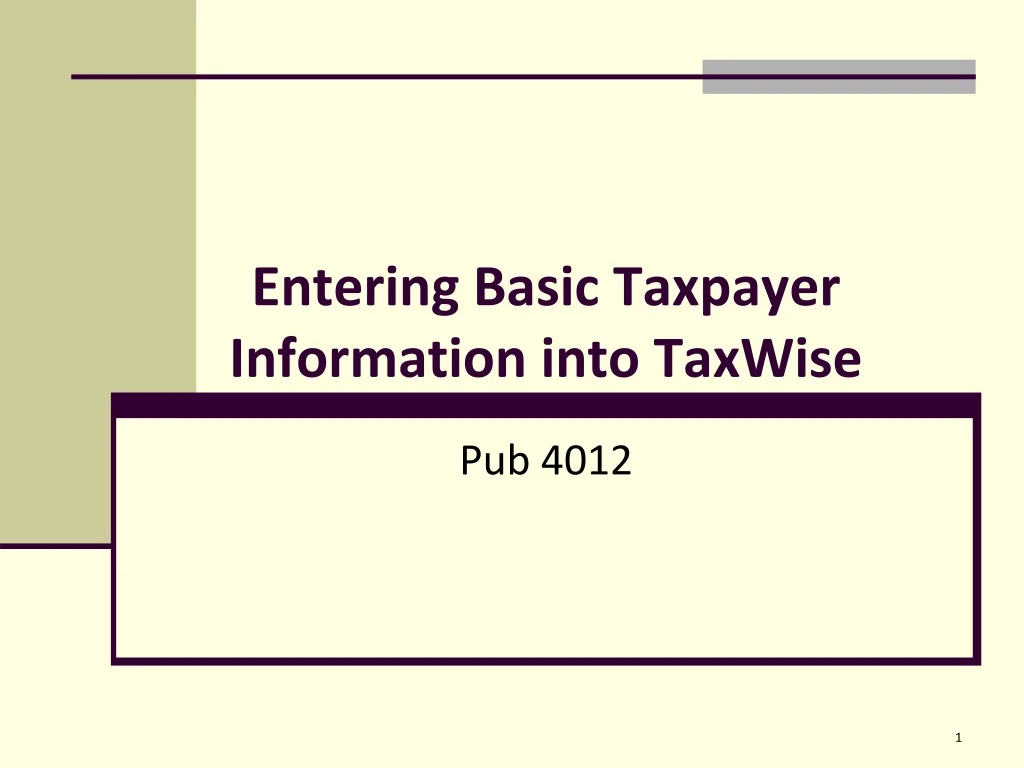 entering basic taxpayer information into taxwise