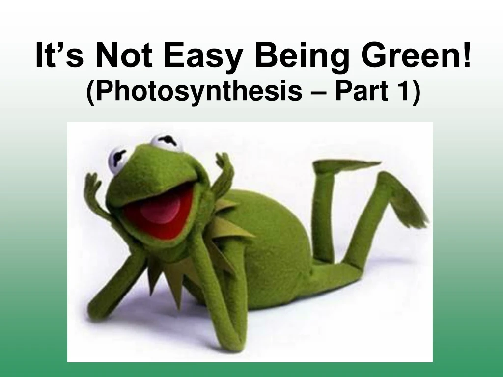 it s not easy being green photosynthesis part 1