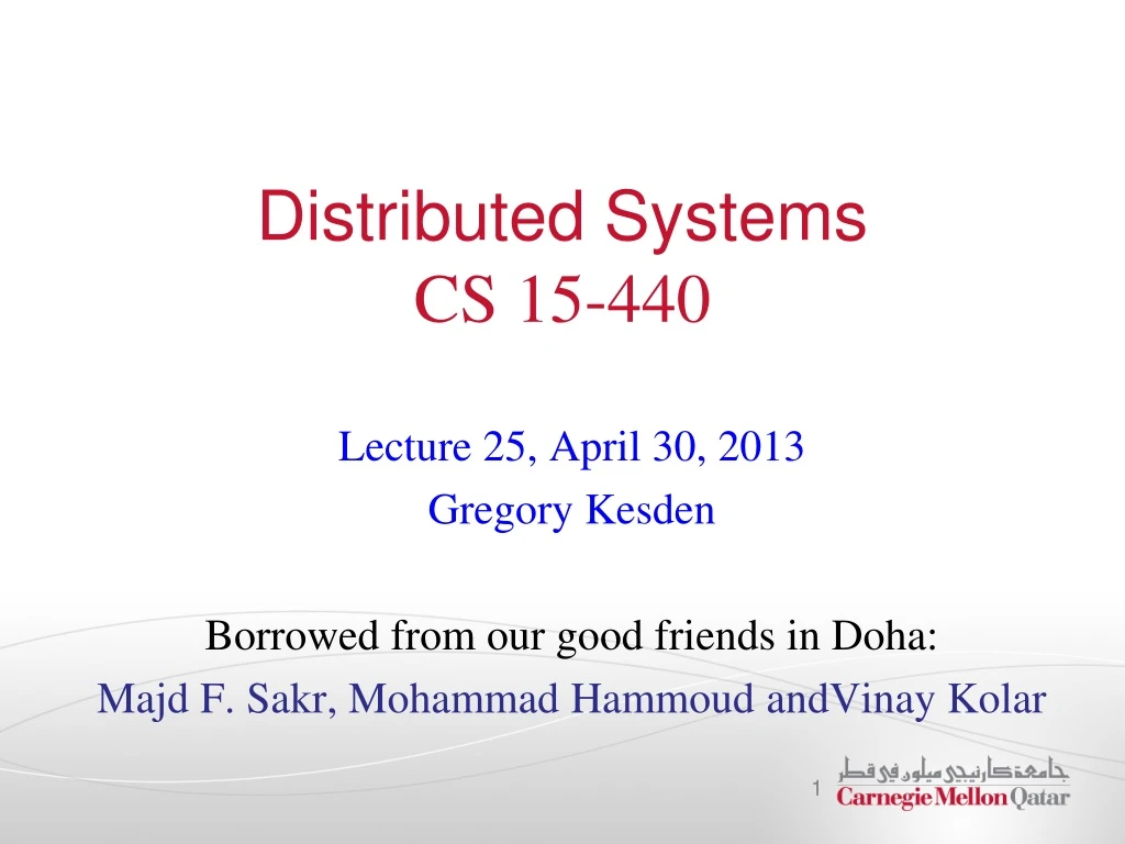 distributed systems cs 15 440