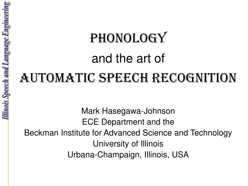 phonology and the art of automatic speech recognition