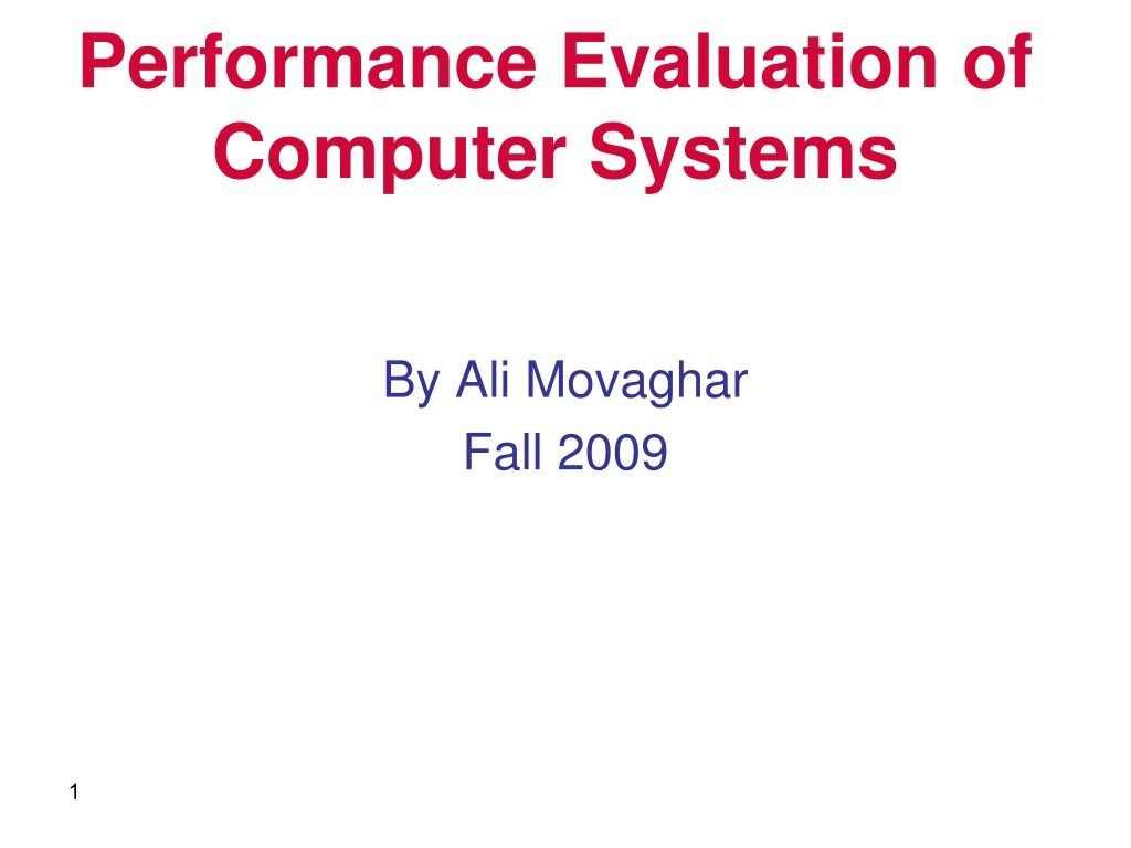 performance evaluation of computer systems