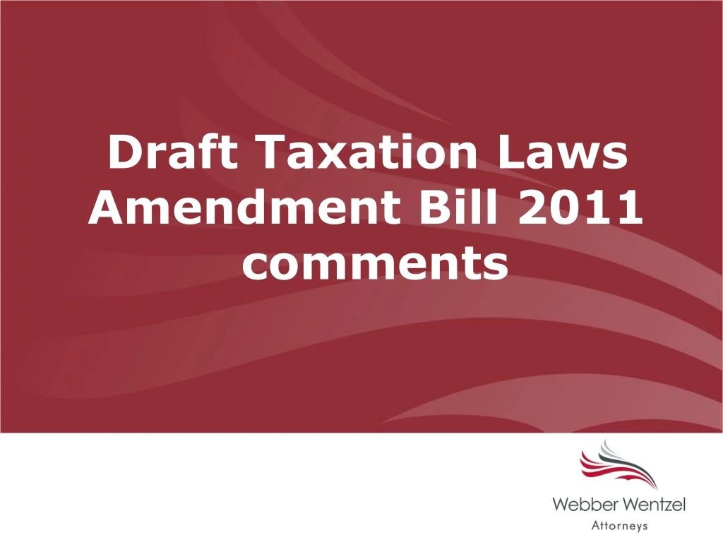 draft taxation laws amendment bill 2011 comments