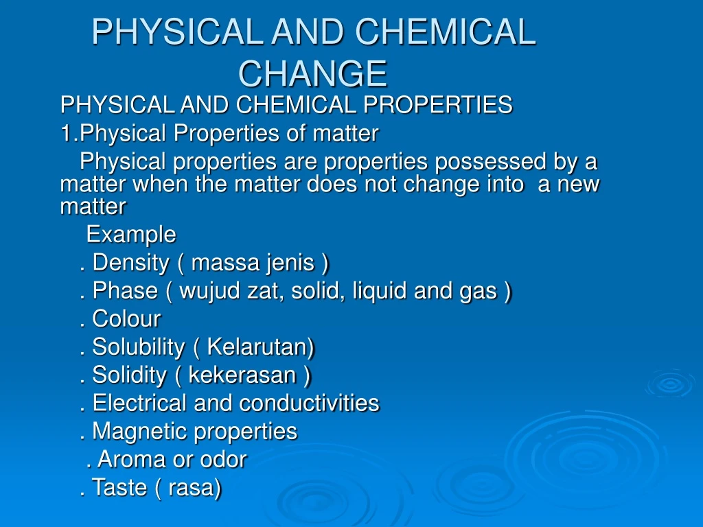 physical and chemical change