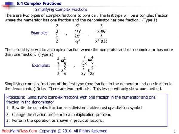 Simplifying Complex Fractions