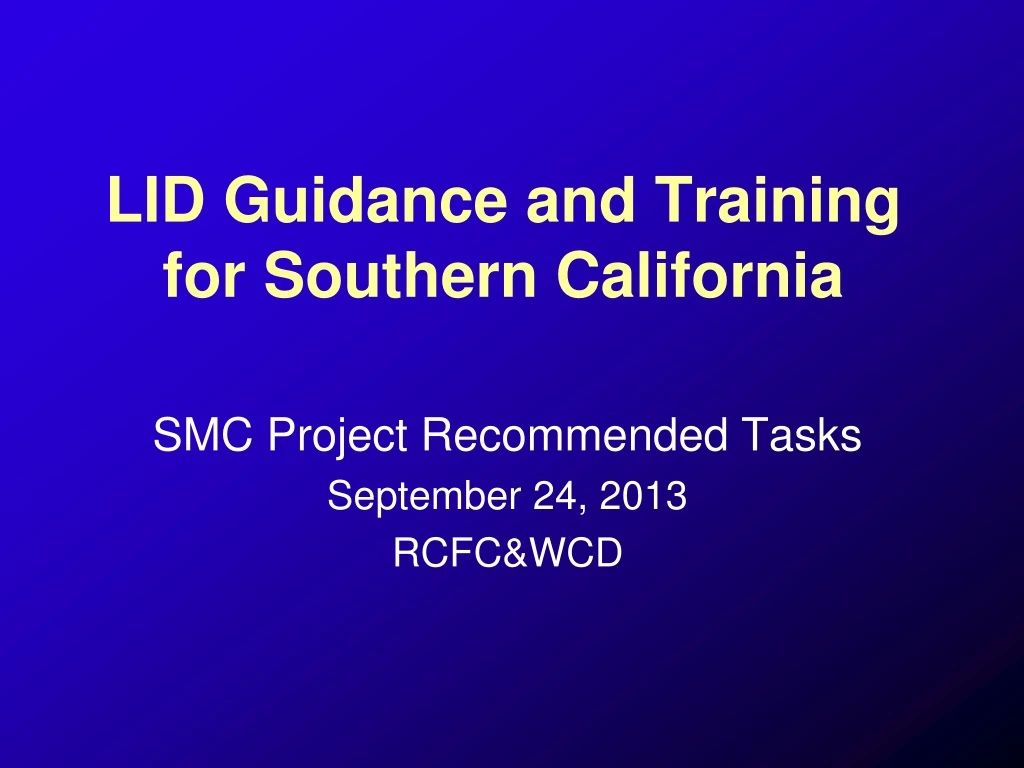 lid guidance and training for southern california