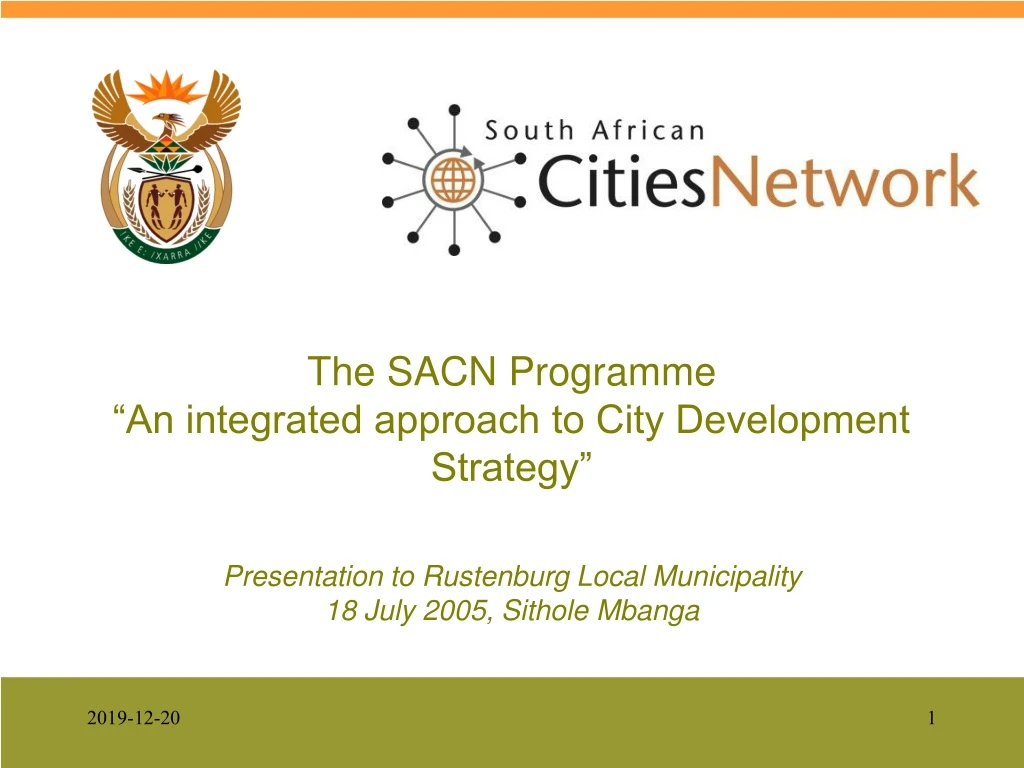 the sacn programme an integrated approach to city