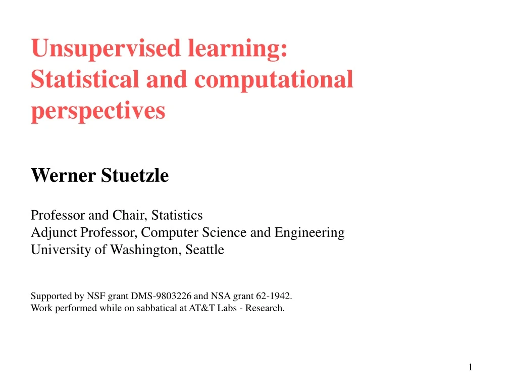 unsupervised learning statistical