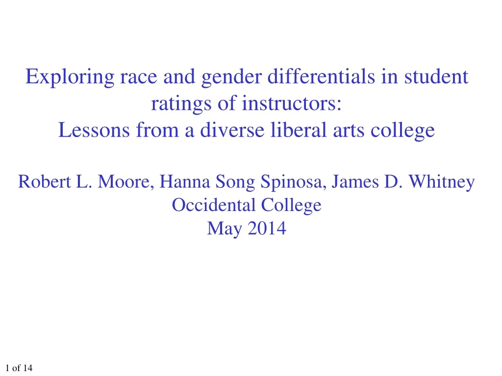 exploring race and gender differentials