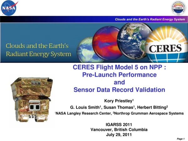 CERES Flight Model 5 on NPP : Pre-Launch Performance  and  Sensor Data Record Validation
