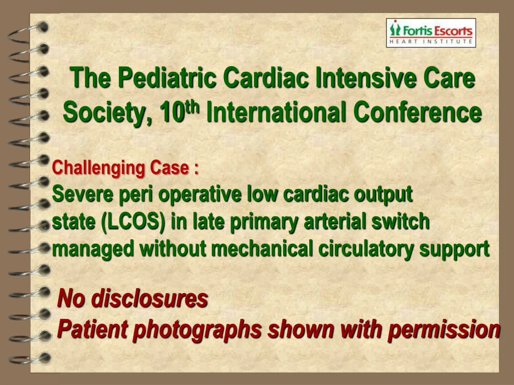 the pediatric cardiac intensive care society 10 th international conference