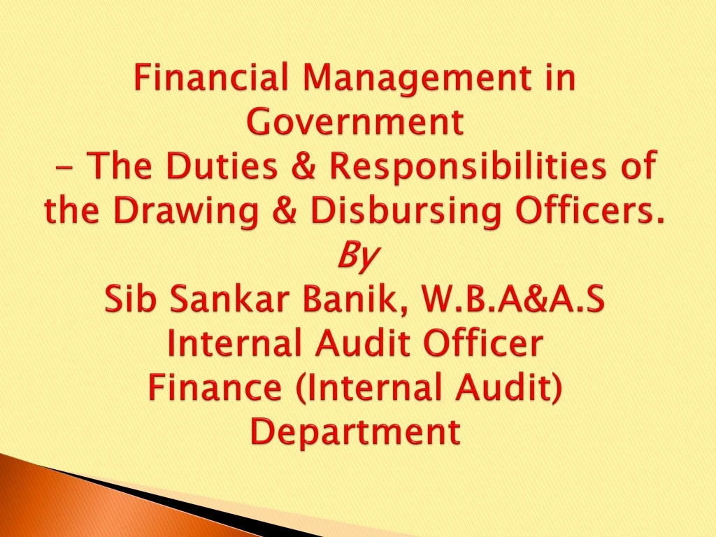 financial management in government the duties