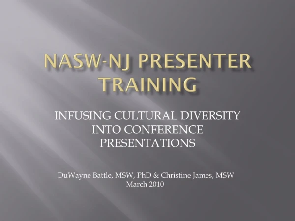 Nasw-nj  PRESENTER TRAINING