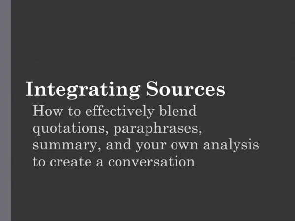 Integrating Sources