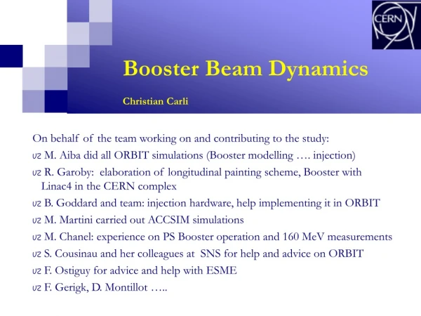 Booster Beam Dynamics Christian Carli