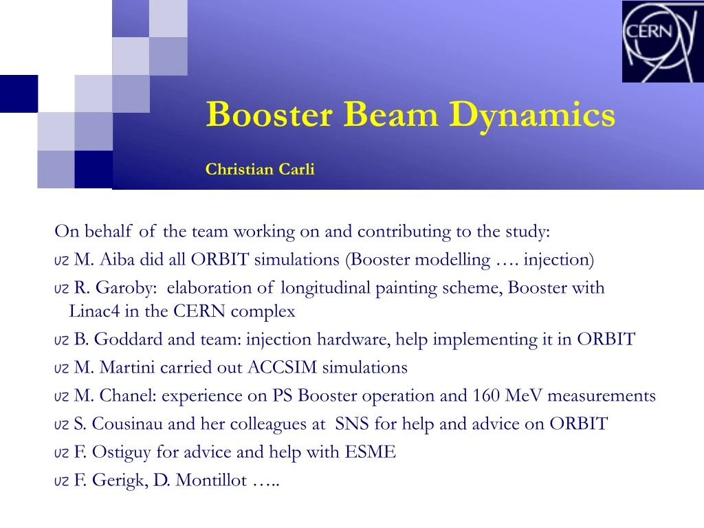 booster beam dynamics christian carli