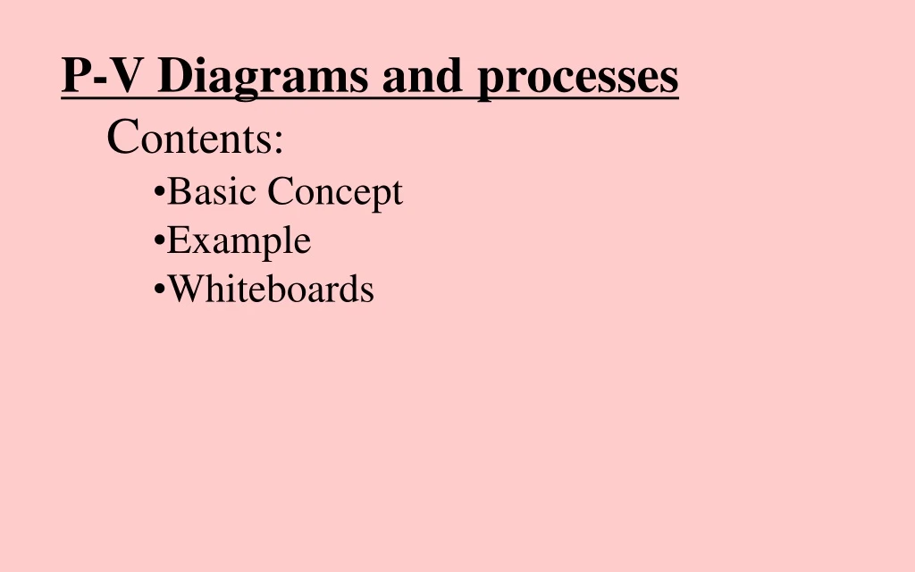 p v diagrams and processes c ontents basic