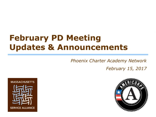 February PD Meeting Updates &amp; Announcements
