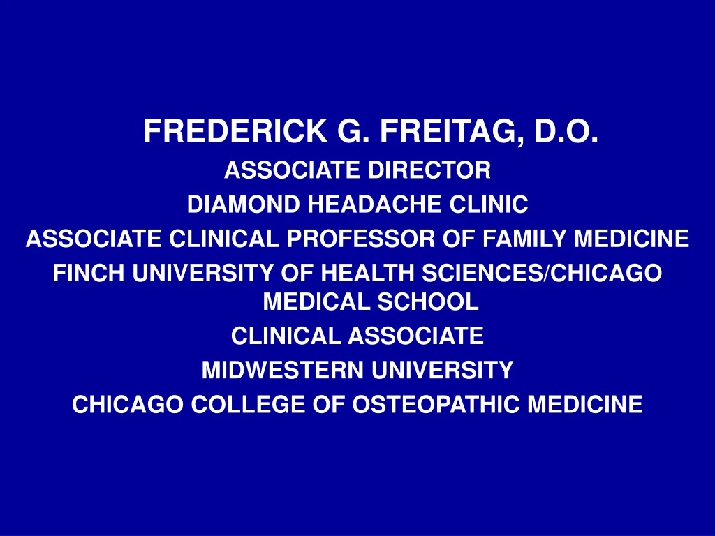 frederick g freitag d o associate director