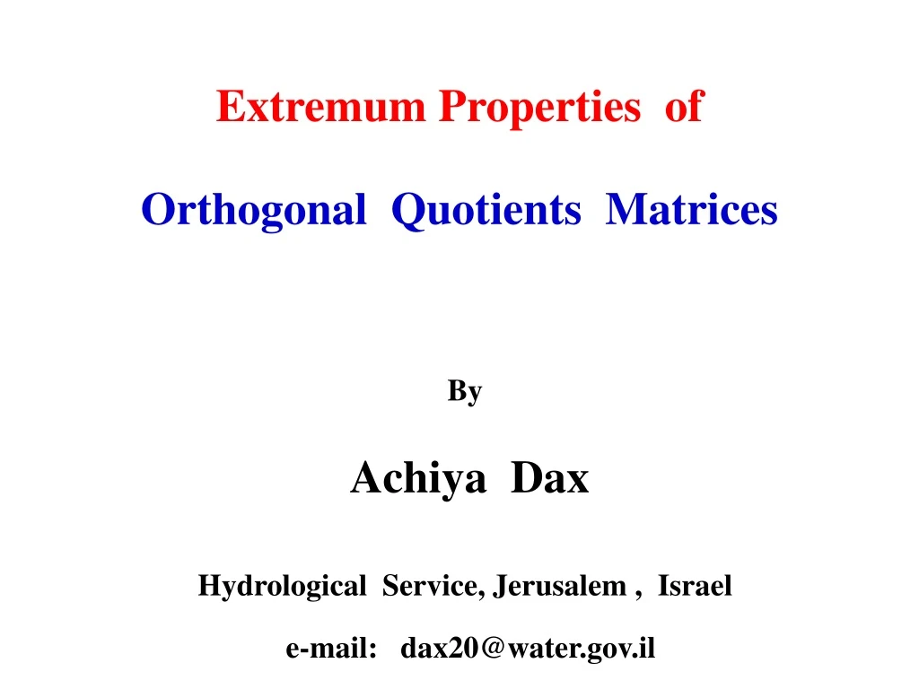 extremum properties of orthogonal quotients