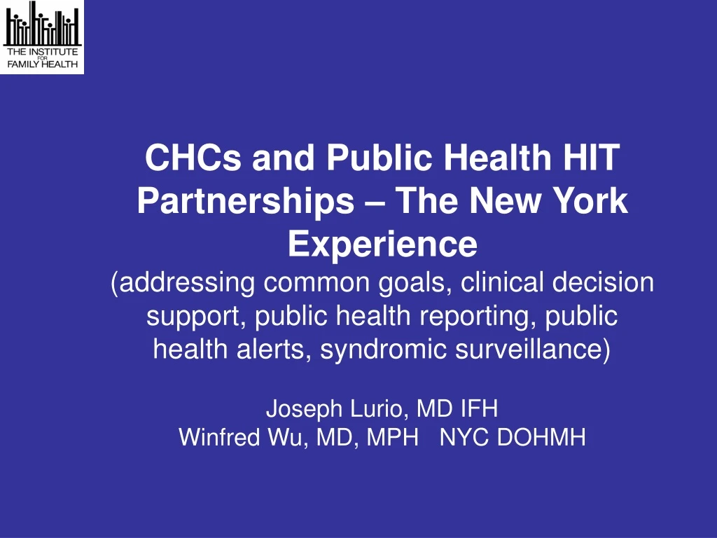 chcs and public health hit partnerships