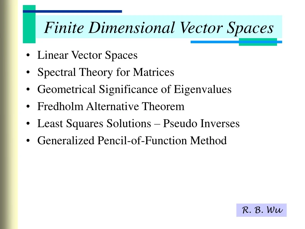 finite dimensional vector spaces