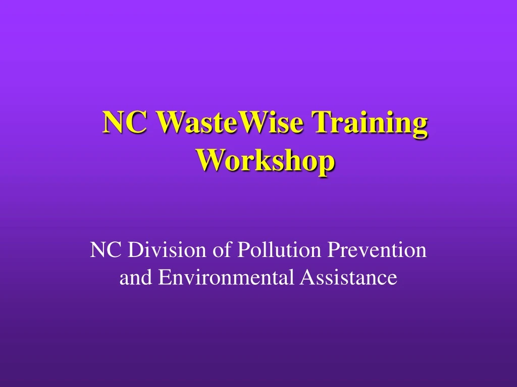 nc wastewise training workshop