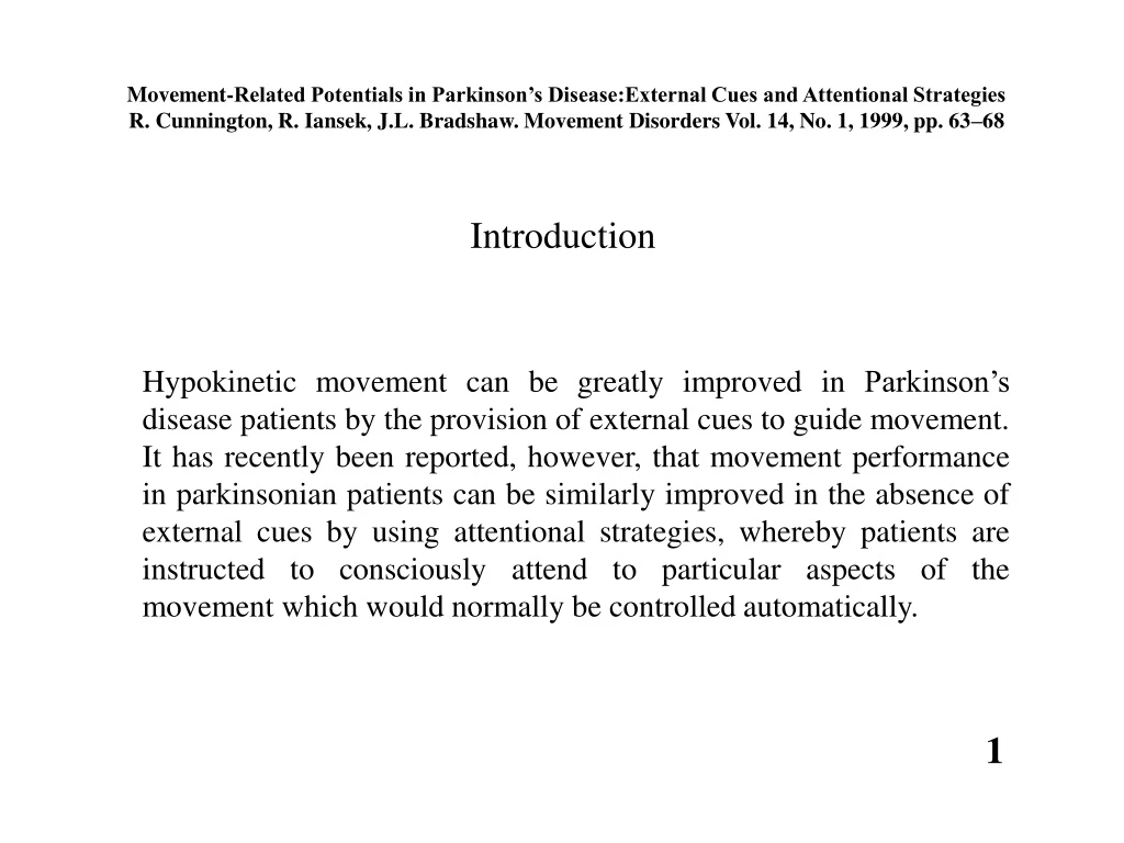 movement related potentials in parkinson