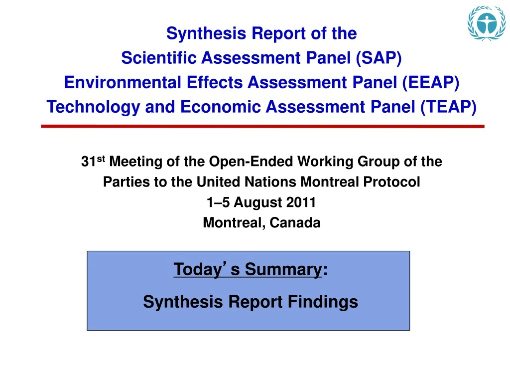 synthesis report of the scientific assessment