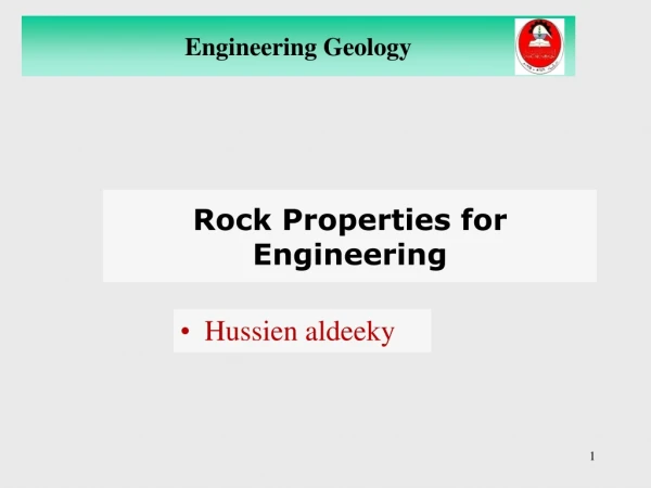 Rock Properties for Engineering