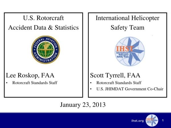 International Helicopter Safety Team Scott Tyrrell, FAA Rotorcraft Standards Staff