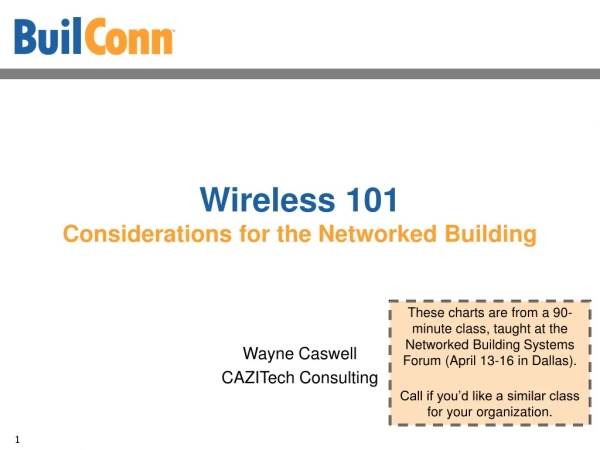 Wireless 101 Considerations for the Networked Building