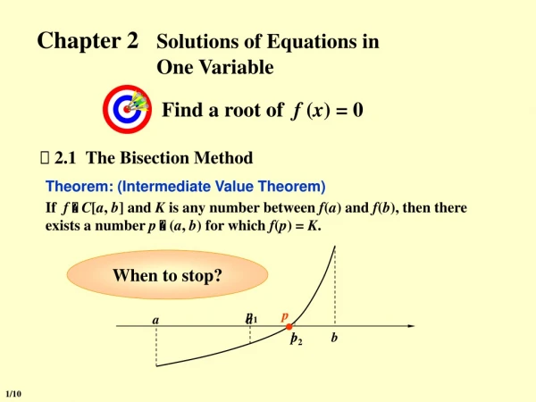 Chapter 2 Solutions of Equations in                         One Variable