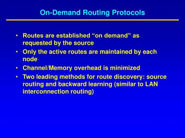 On-Demand Routing Protocols