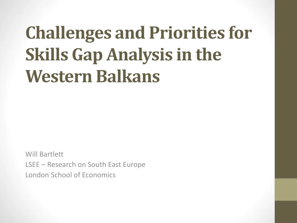 challenges and priorities for skills gap analysis in the western balkans