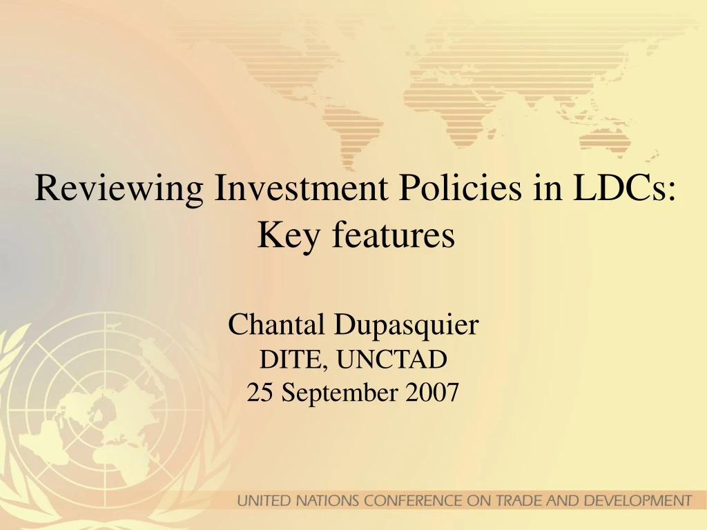 reviewing investment policies in ldcs key features