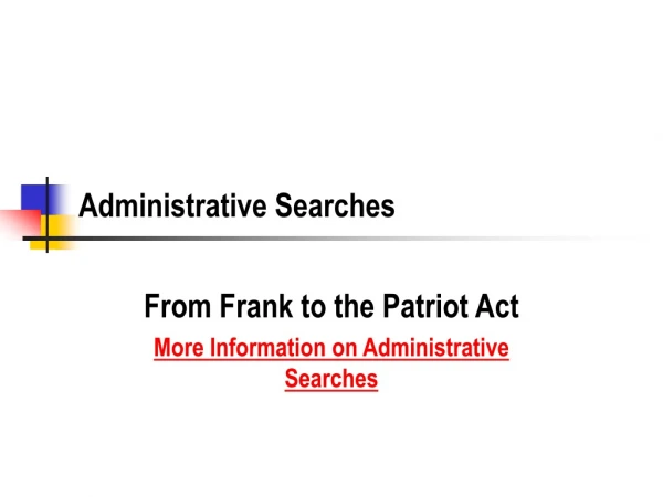 Administrative Searches