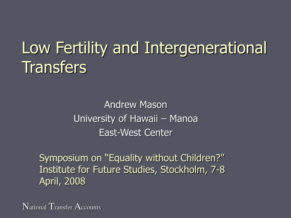 low fertility and intergenerational transfers